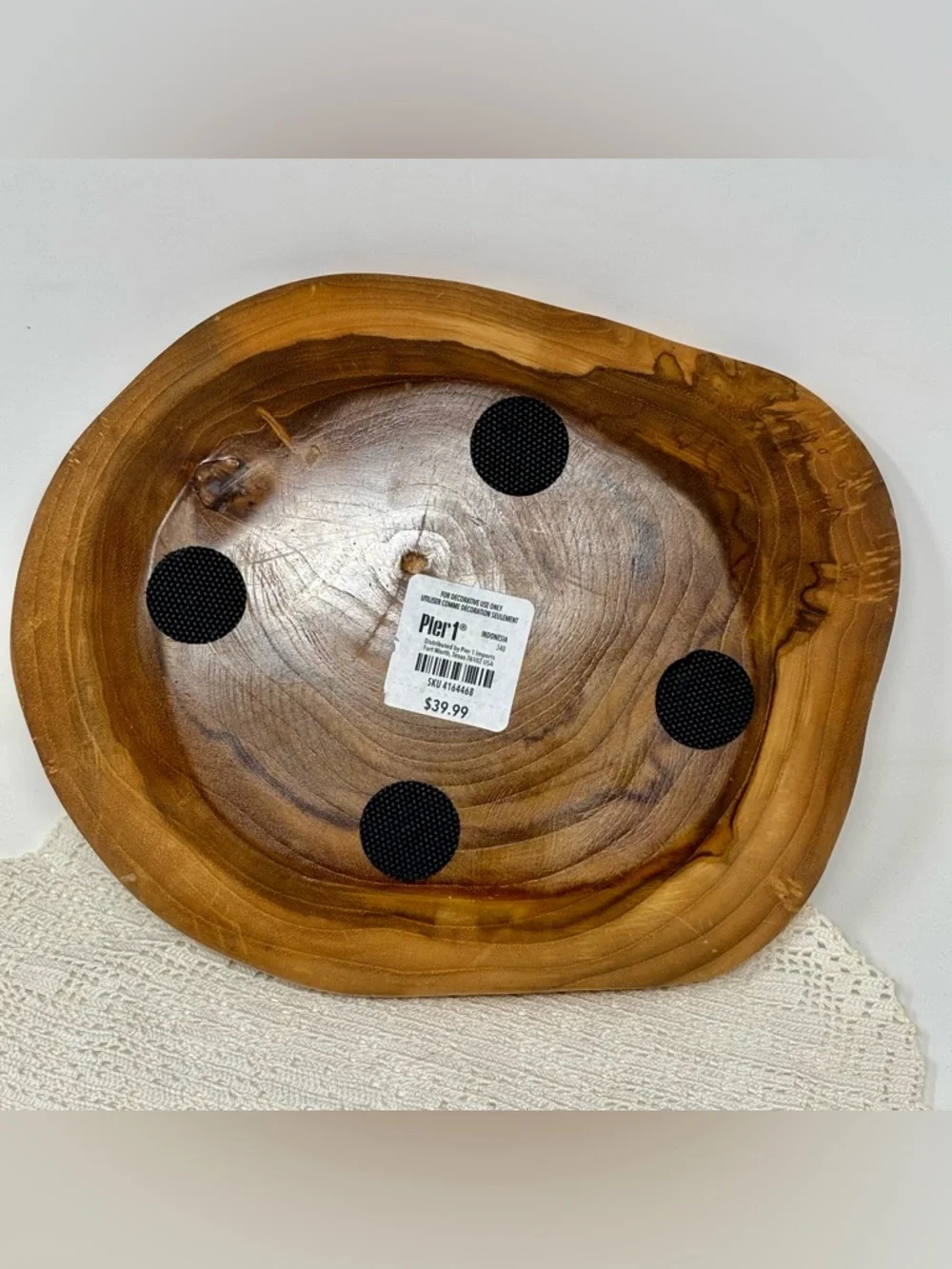 Pier 1 Mother Of Pearl Teak Wood Trinket Dish Decorative Bowl Beachy Bohemian